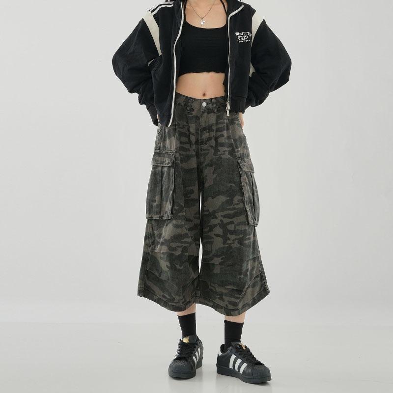 Джинсы мужские JYL Винтажные Бамбуковые Рваные Уличные Укороченные Широкие Джинсовые S