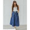2026 Spring Y2K Drawstring Washed Denim Half Skirt - Casual & Elegant