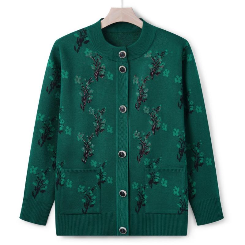 The New Mother's Autumn Sweater Jacket Medium and Old Knitted Sweater Cardigan Top the Elderly Grandma Clothes
