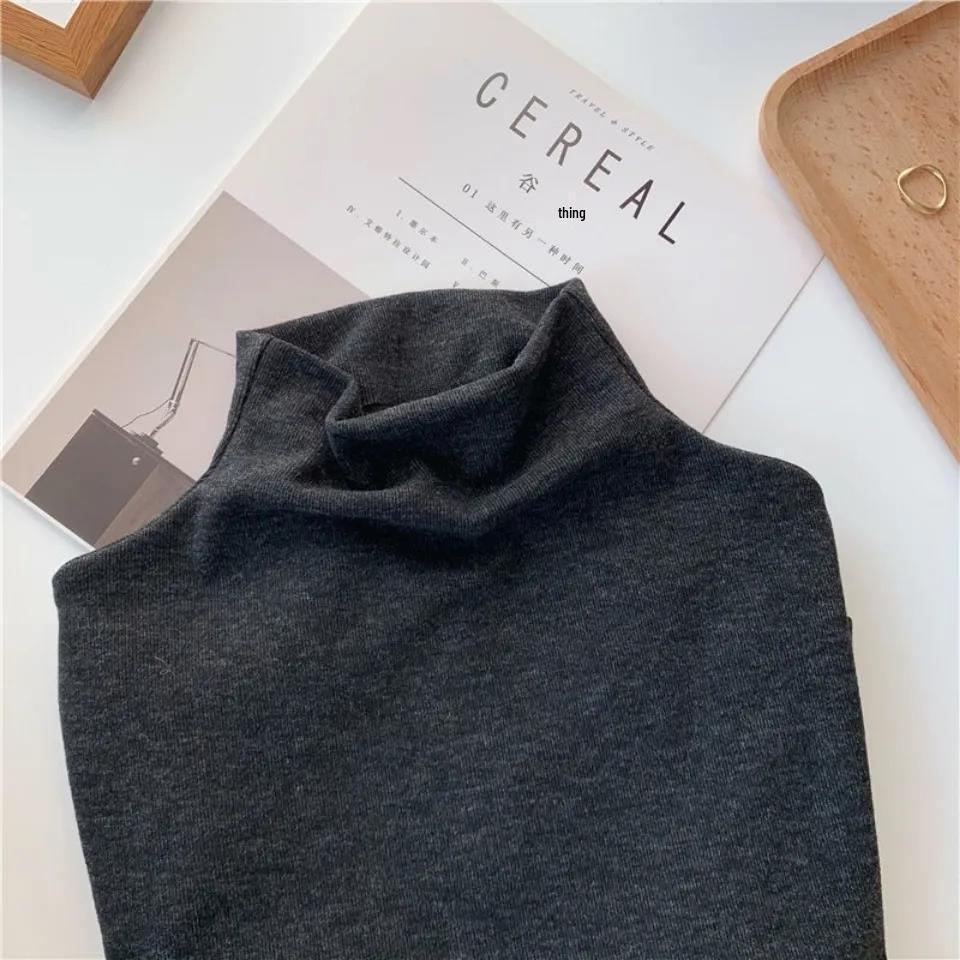 

Women s Slim Fit Cationic Fleece-Lined Semi-High Neck Long Sleeve Winter Top S (30-40 kg)