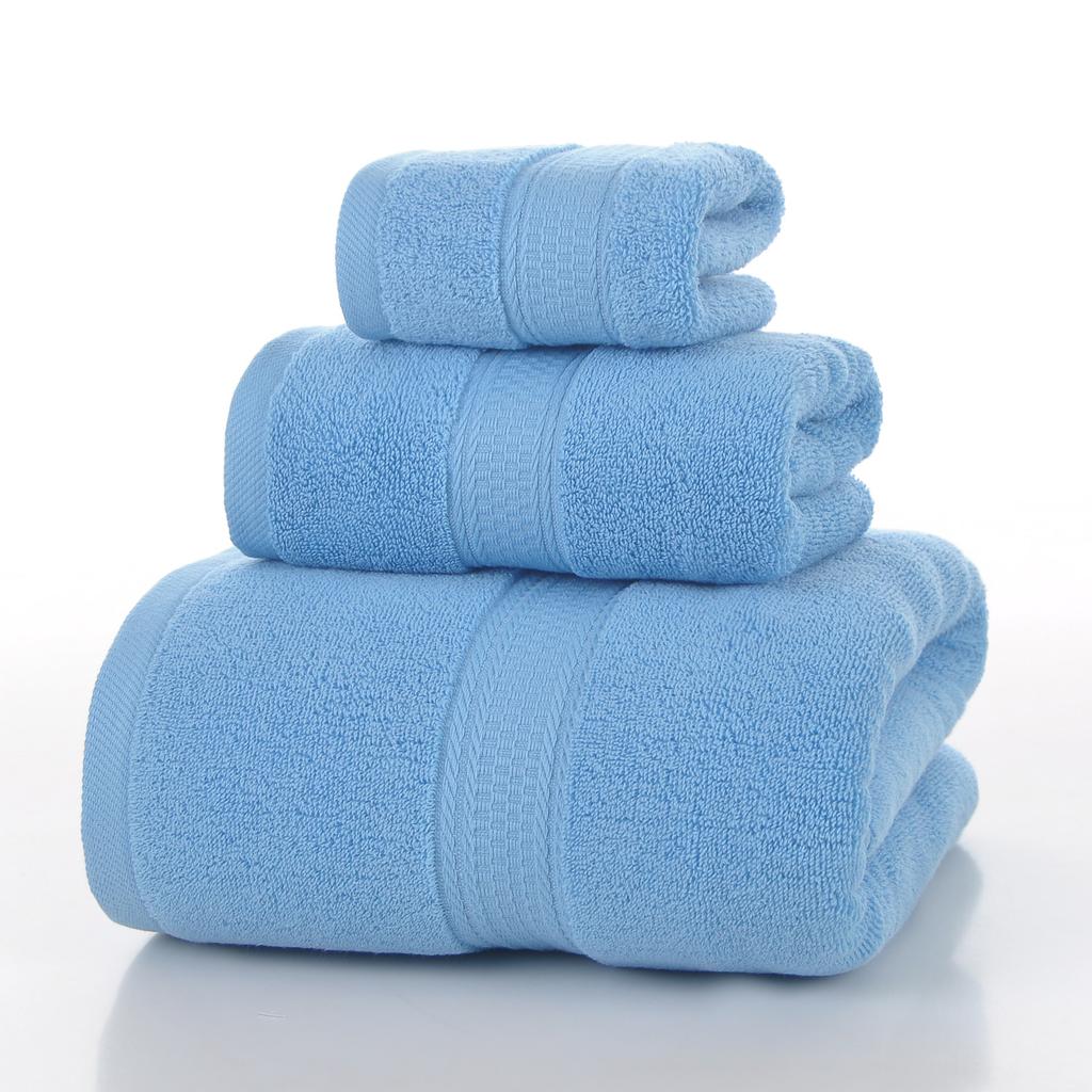 Style, plain cotton towel, three-piece household towel, soft and absorbent.