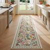 Floral Hallway Runner Rug Flower Botanical Soft Long Carpet Non-Slip Bedroom Floor Mat Washable Rugs for Bedside Laundry Room