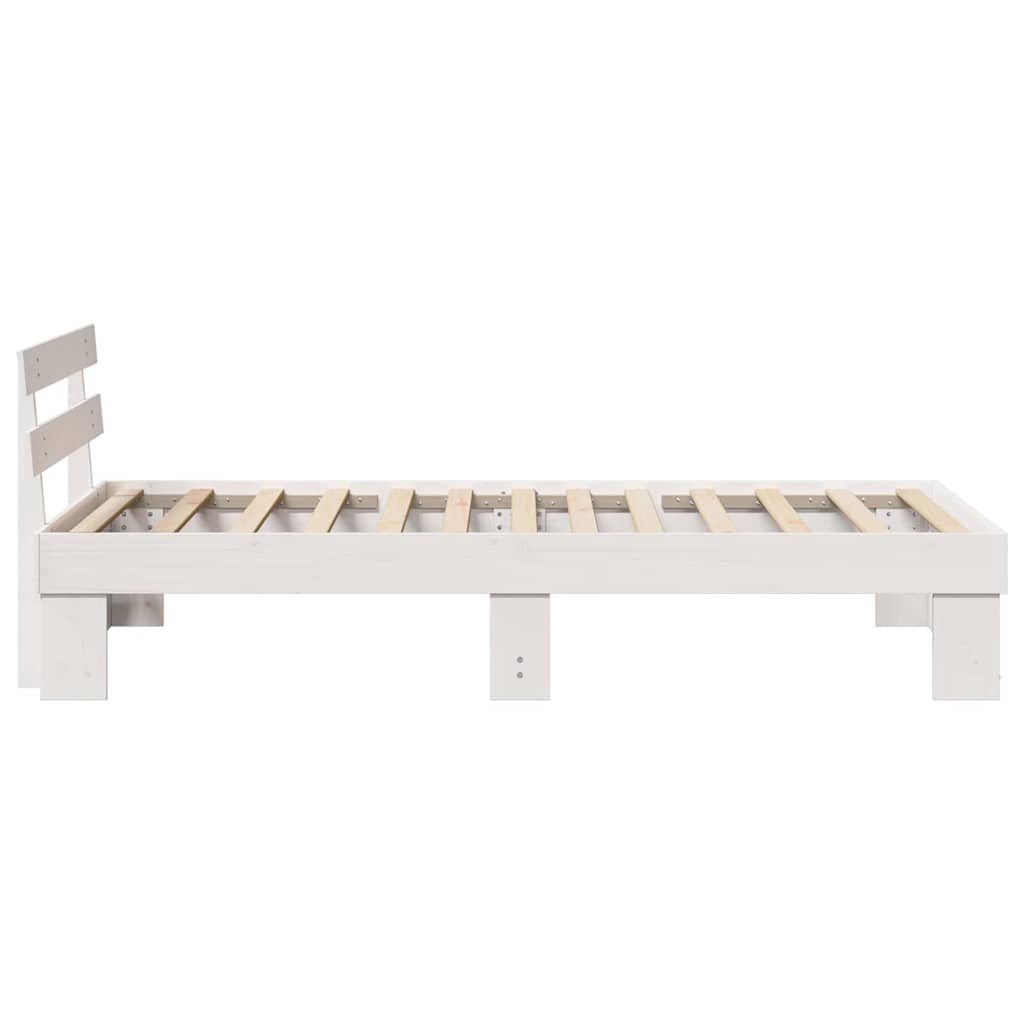 White Bed Frame with Headboard 75 x 190 cm Solid Pine Wood