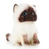 Cute Siamese Cat Plush Toy Soft Stuffed Animal Blue Sequins Eyes Brown White Face Decor Christmas Birthday New Year Present