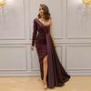 New, European and American Summer Dress, Dinner Party Single Shoulder Temperament Split Fork and Thin Large Size Slim Evening Dress