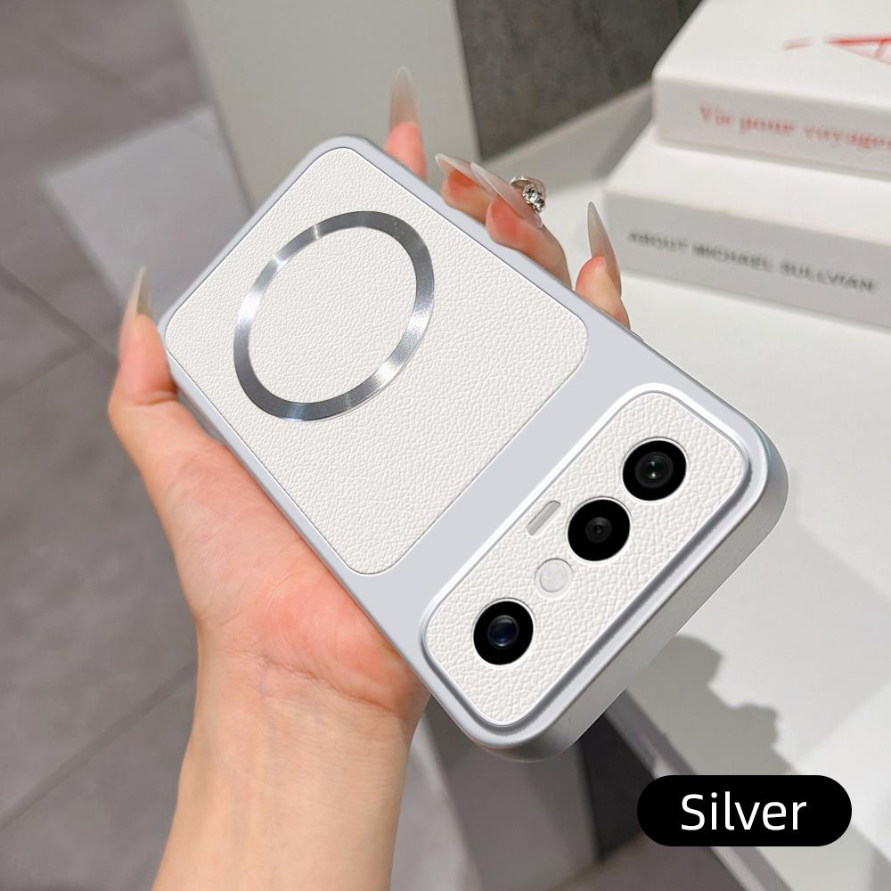 For VIVO X300 FE S50 Pro Mini Case New Lychee Pattern CD Magnetic Ring Ultra-Thin Cover For VIVO X300FE Anti-drop Funda