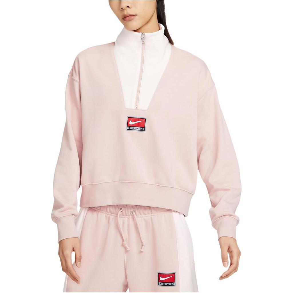 Nike Sweatshirts Women's Pink Half Open Collar Moderate Cardigan DQ6944-601