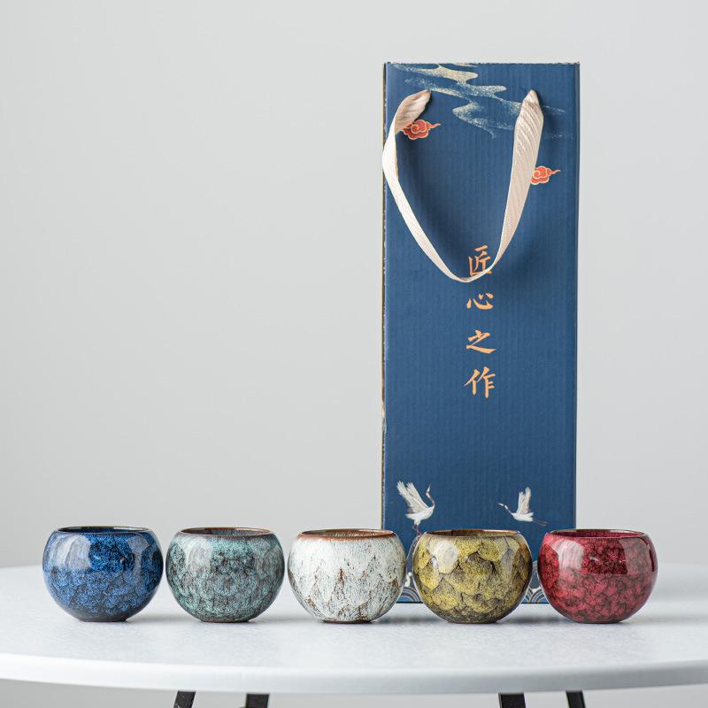 Kiln change Jianzhan teacup Wuxing cup Tianmu teacup single cup master cup gift box business gift
