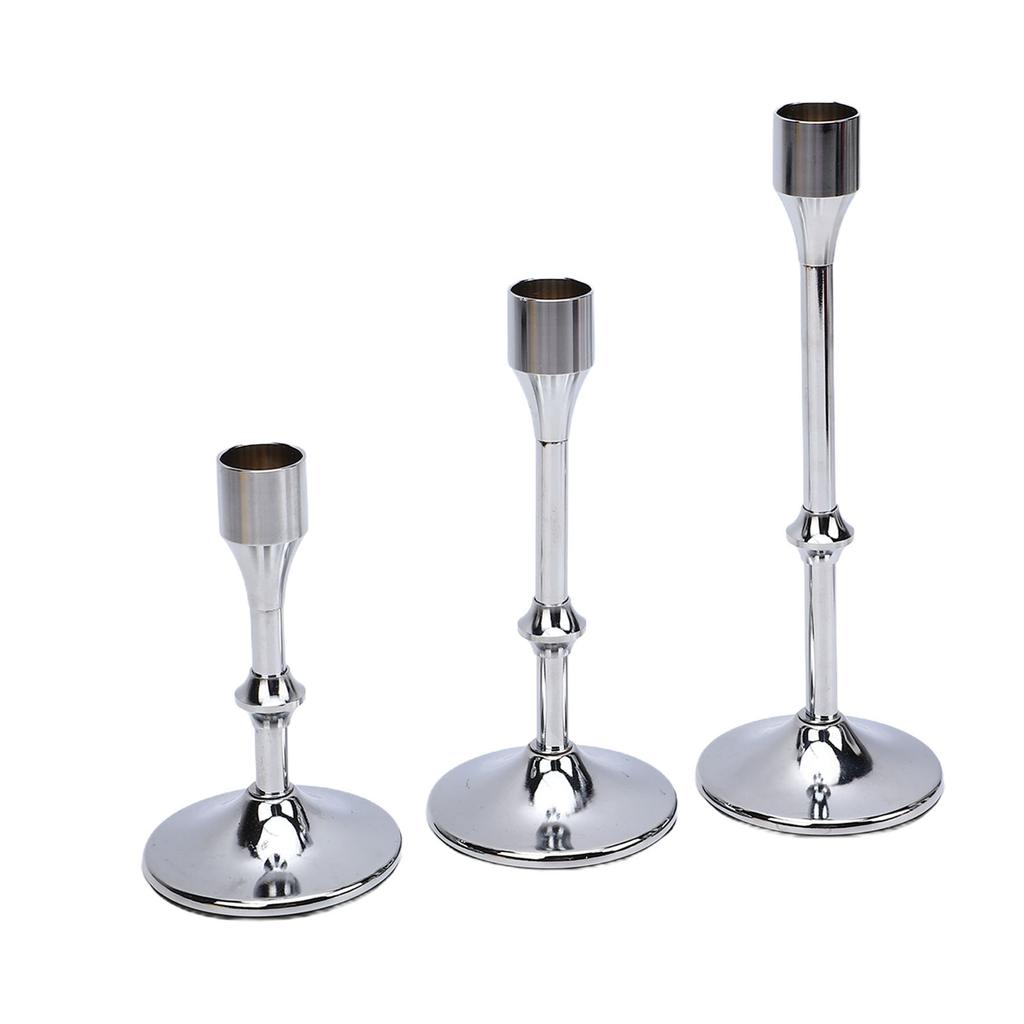 3 Pcs Candlestick Holder Steel Vintage Tall Metal Taper Candle Holders with Round Base for Table Wedding Housewarming