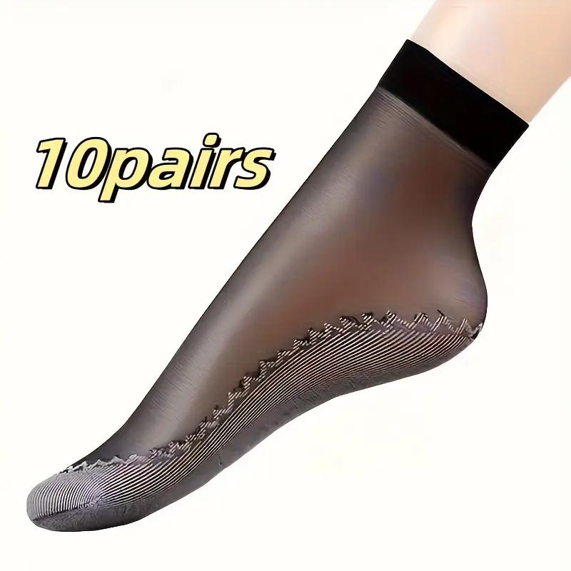 10 Pairs Cotton Stockings Ultra-thin Short Socks Women's Summer Black Stealth Transparent Anti-hook Stockings