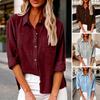 Women Shirt Lapel Long Sleeve Single Breasted Shirt Tops Pure Color Loose Fit Casual Shirt Work Party Daily Wear