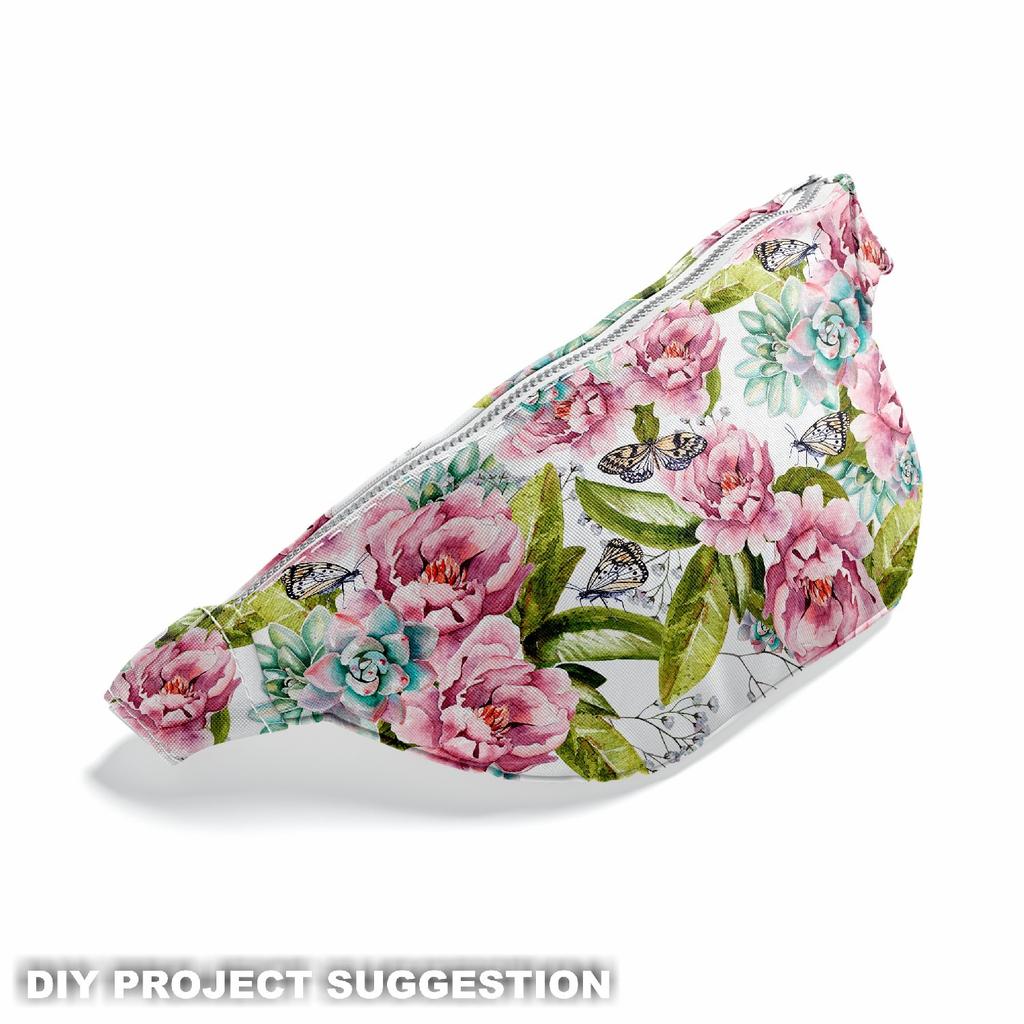 Outdoor Dekostoffe Oxford - Motiv Blumen Und Schmetterlinge