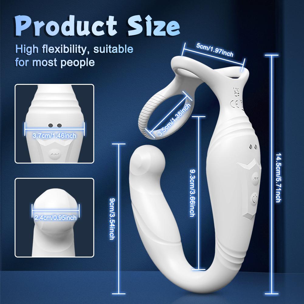 Male Prostate Massager Anal Vibrator C-Shaped Rotating Penis Ring Adult Anal Toys Masturbator Cock Ring Sex Toys for Gay Couples