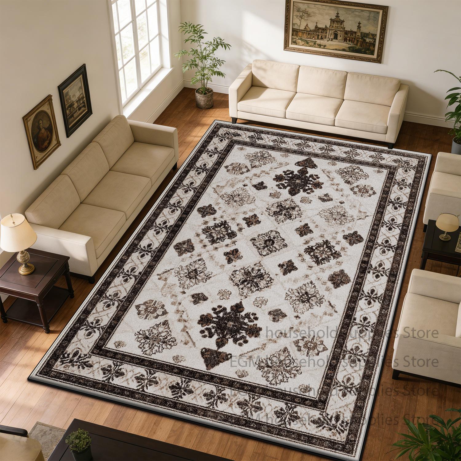 

Светлый Цвет Ретро Ковер Персидский Стиль Гостиная Складной Внутренний Напольный Коврик Моющийся Нескользящий Индивидуальный Мягкий Ковер Столовая 60x90cm