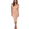 Women's Spring 2026 European & American Nude One-Shoulder Maternity Bodycon Midi Backless Slit Skirt