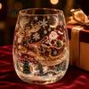 Unique Holiday Gift for Friends Christmas 3D Glass Tumbler, Santa Snowman Tree Sculpted Cup, Drinking Glasses Decorative Drinkware, Festive