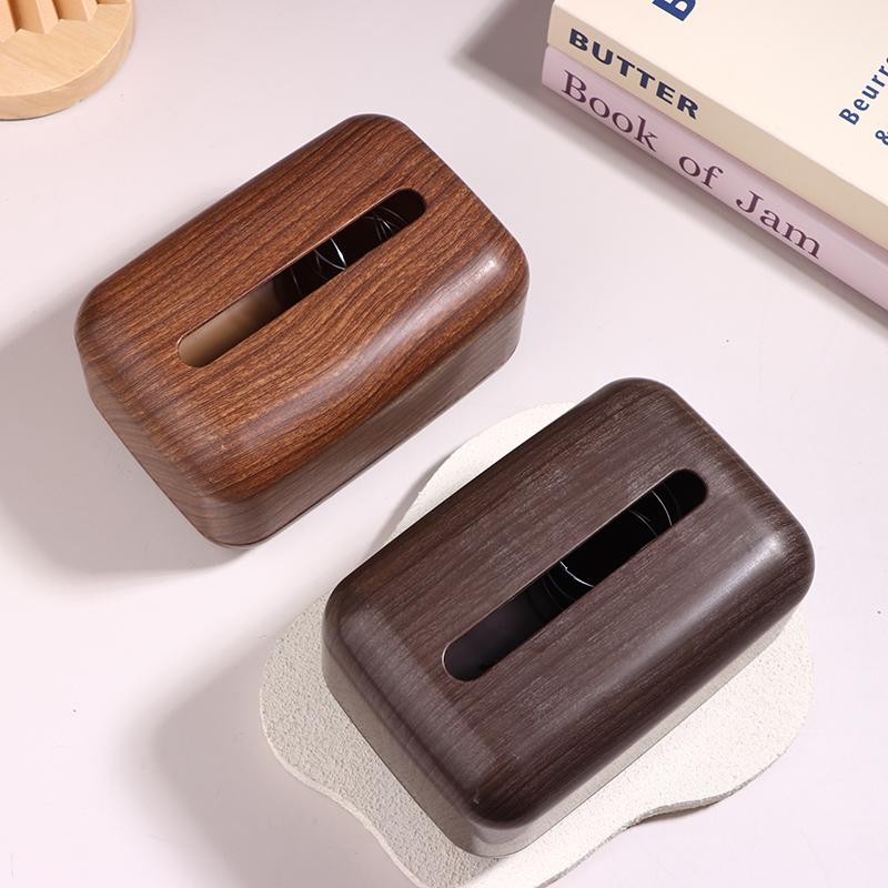 1Pc Retro Imitation Wood Tissue Box Living Room Paper Box Table Desktop Storage Bathroom Home Decoration Tissue Case