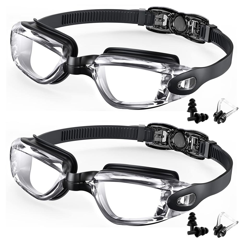 2 Pack Swimming Goggles Anti-Fog UV Protection Adjustable Swimming Glasses Professional Waterproof Swim Eyewear For Adult Youth
