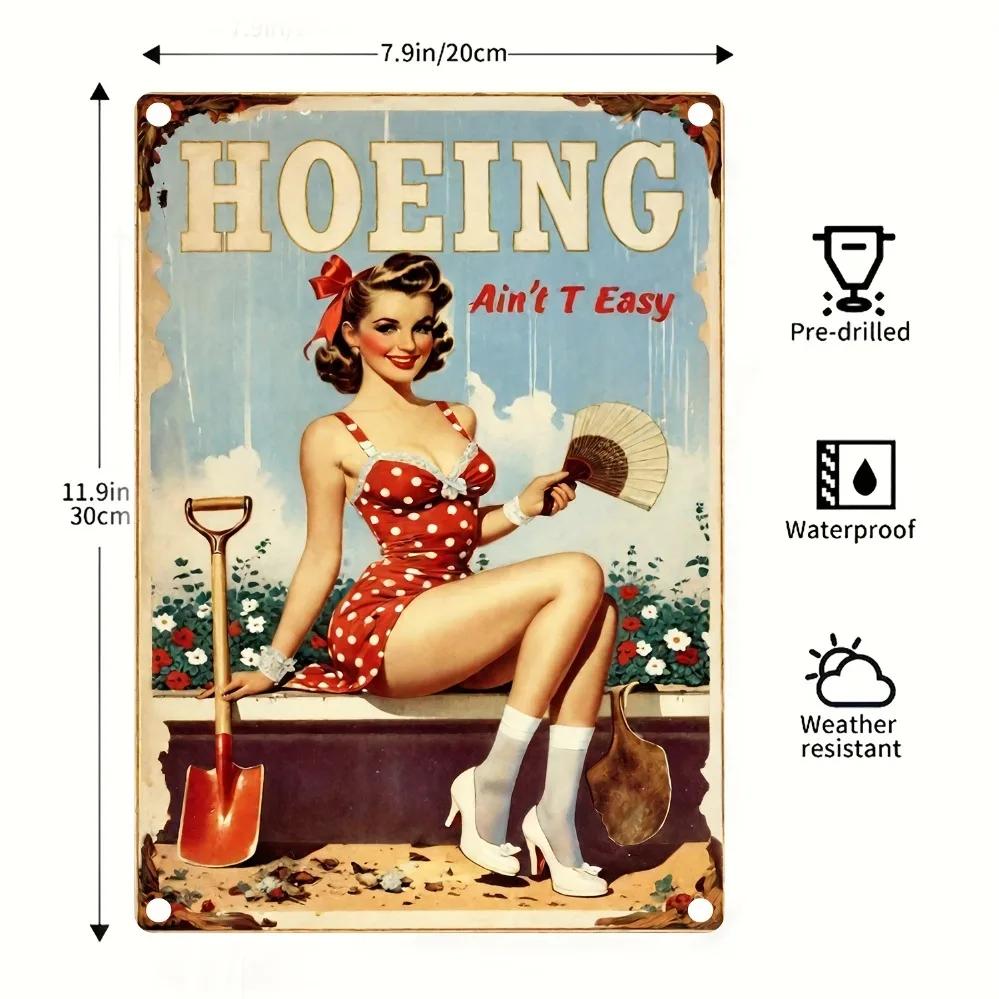 

Vintage Metal Tin Sign Retro Hoeing Wall Art for Home Garden Bar Decor 20x30