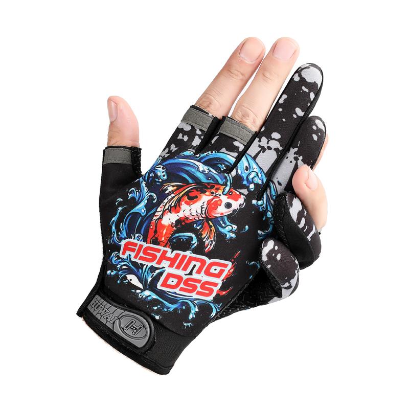 Outdoor-Sportarten mit Samttau-Drei-Finger-Angelhandschuhen, atmungsaktiv und rutschfest, Meeresfischen und Fanghandschuhe