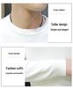Men's White Round Neck Long Sleeve Knit Sweater for Spring, Autumn, and Winter