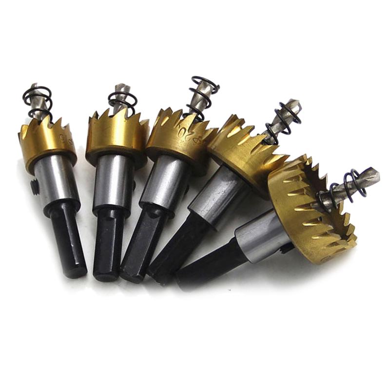 5Pcs Hole Saw Drill Bit Set Woodworking Opener Tool for Metal Iron Plate Reaming with Box Tit Plating
