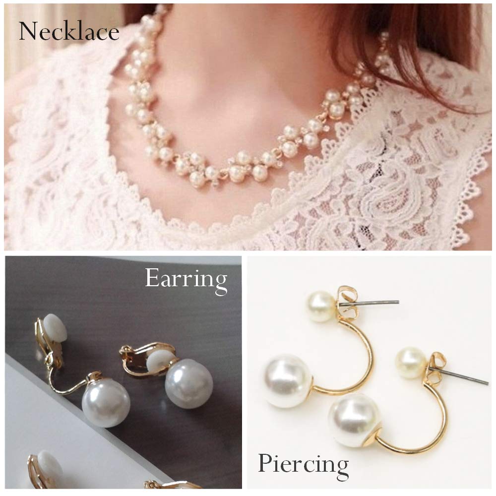 Beaded Necklace and for and Everyday Use and [N-Style] Earrings, Pearl, Rhinestone, Weddings, Parties, (Necklace Earrings)