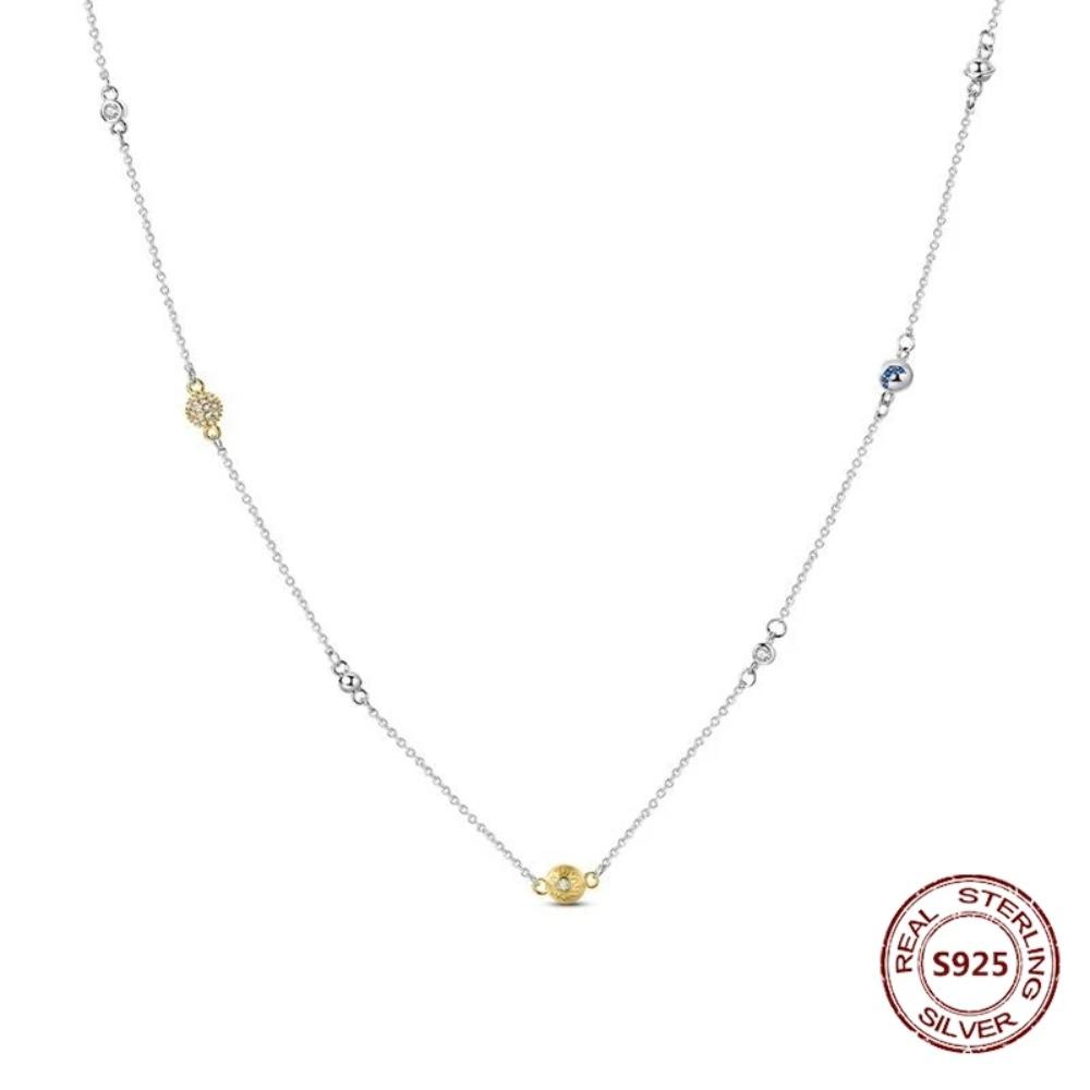 925 Silver Lucky Unicorn Necklace with Butterfly Firefly Bear Paw Print Zircon Chain Link Heart Jewelry for Women