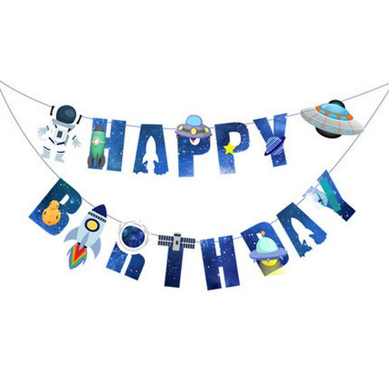 Space Universe Astronaut Birthday Latte Art Bunting for Kids