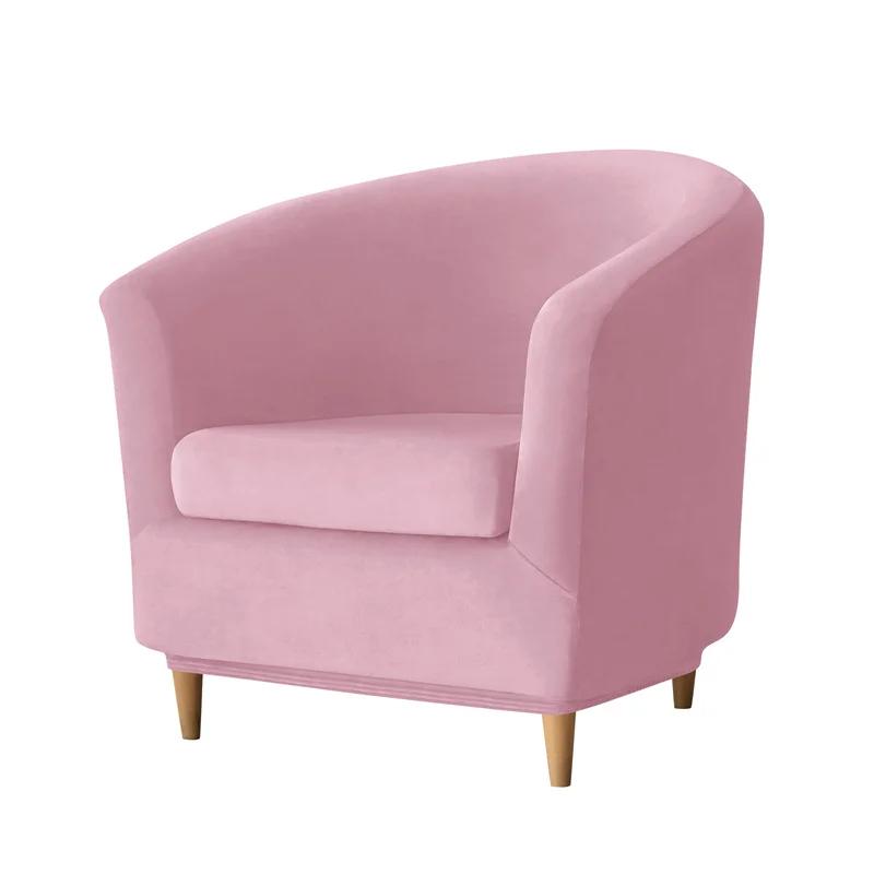 Split Style Tub Chair Cover Stretch Velvet Armchair Cover Club Sofa Covers for Living Room Slipcovers with Seat Cushion Covers