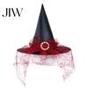 Witch Hat with Rose Halloween Wizard Hat, Adult Kids Cosplay Cone Spider Decorative Web Star Decor, Gothic Party Costume Prop, Trick or Treat