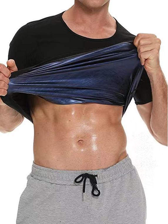 Sportovní top odvádějící pot, tvarující postavu v evropském a americkém stylu: Přiléhavý střih, Zeštíhlující břicho, Tvarovač pivního břicha, Hrudníček s krátkým rukávem