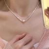 925 Sterling Silver Pearl & Irregular Cube Beaded Necklace Bracelet Set - French Xiaohongshu Style