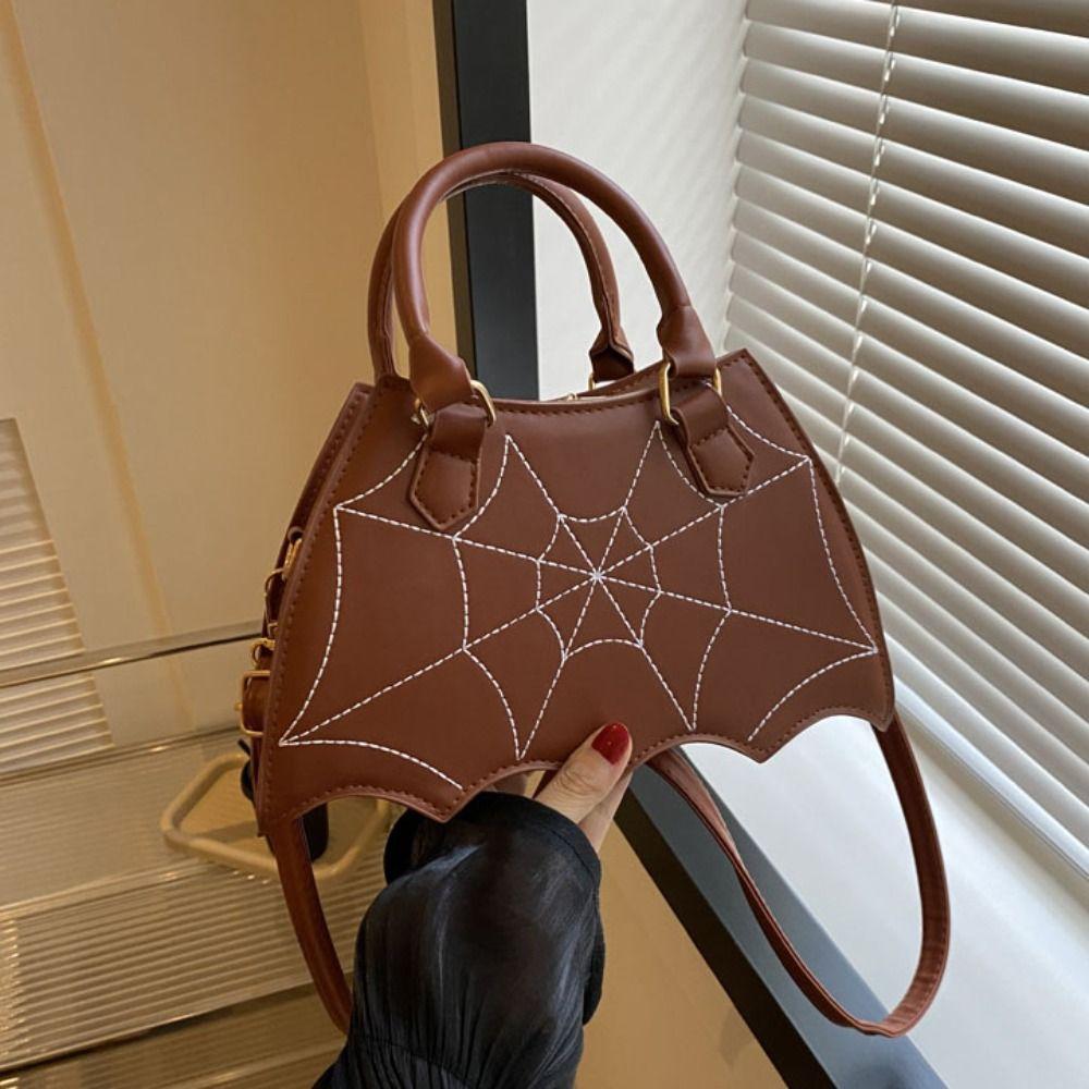 Harajuku Spider Web Shoulder Bag PU Leather Halloween Crossbody Bag Creative Halloween Bag Ladies
