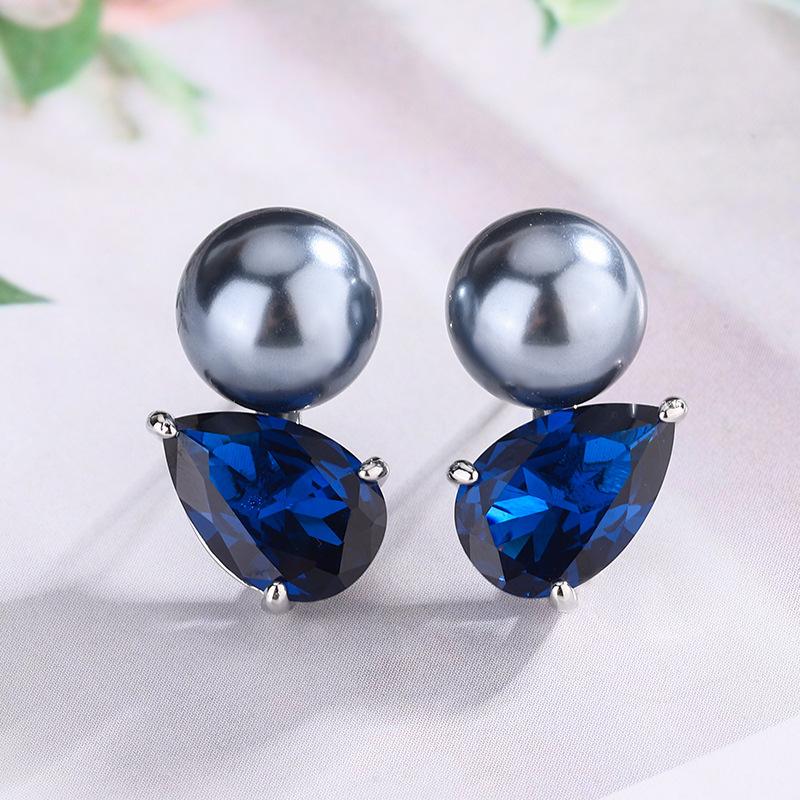 New jewelry jewelry pearl stud earrings S111 silver needle colored treasure pearl collision fashion high personality women's spot