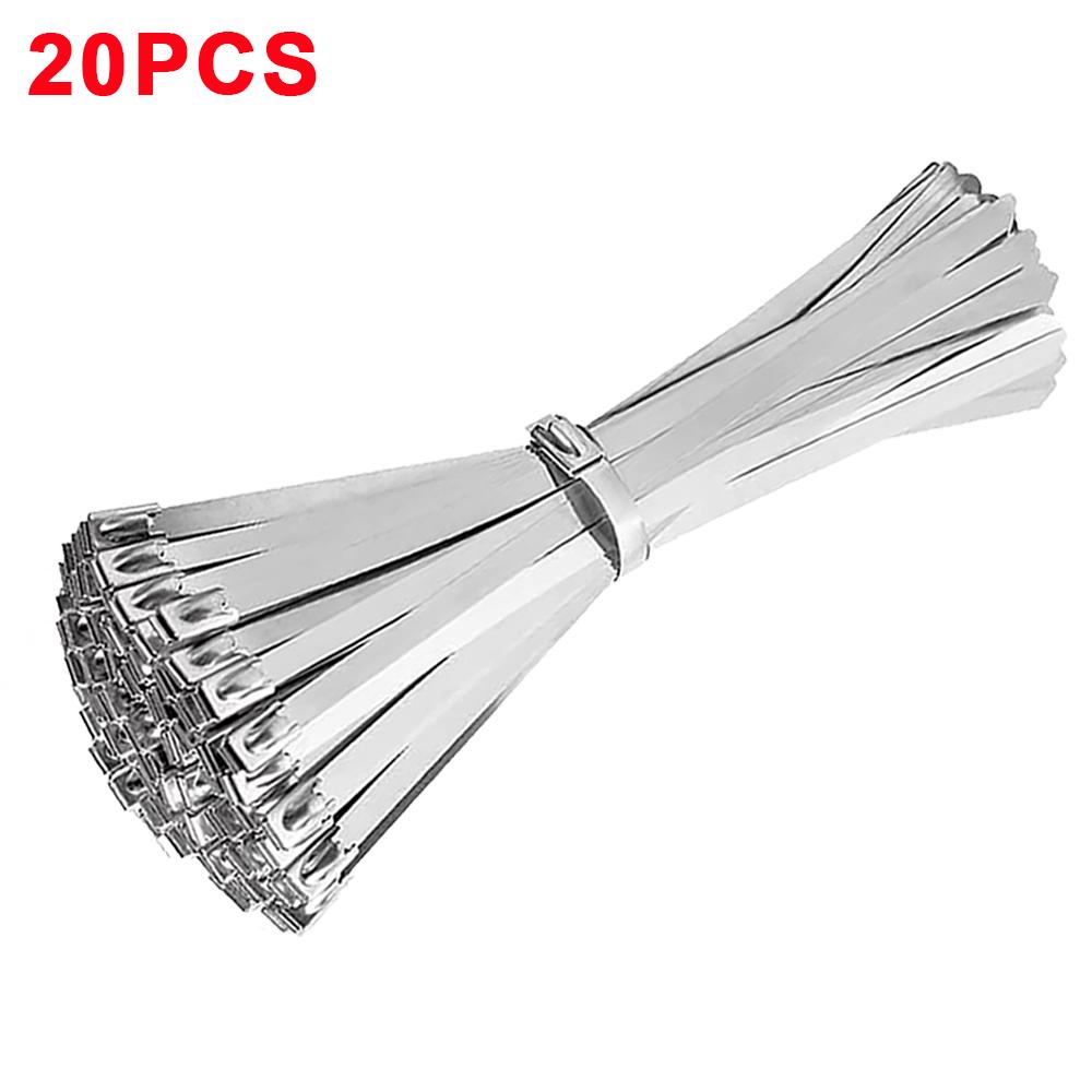 

60/20Pcs Metal Cable Ties Stainless Steel Self-sealing Fastening Ring Reusable Wire Cord Ties Straps Organizer Home Improvement (as the picture,4.6X150MM)