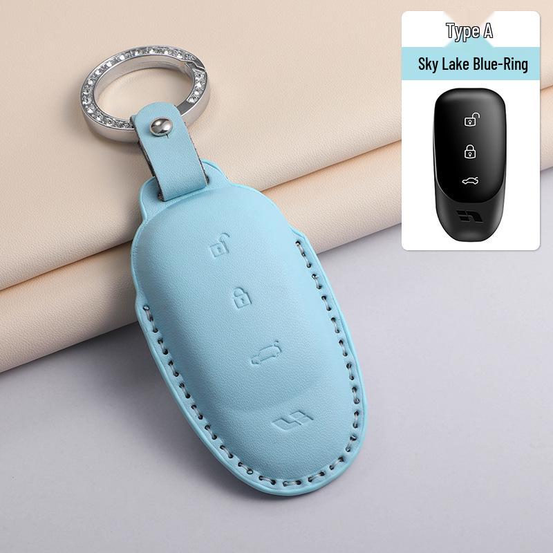 Dreifarbige PU-Leder-Autoschlüsselhülle für Ideal L6-L9