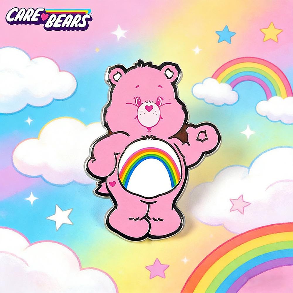 1PC Care Bears Officially Licensed Cheer Bear Brooch Adorable Cartoon Metal Backpack Clothes Bags Decorative Accessories Excellent Present