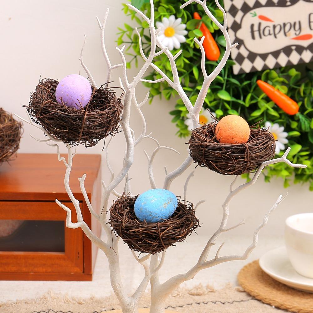 Easter simulation bird nest decoration ornaments, courtyard simulation grass nest, DIY vine woven dead branches bird nest
