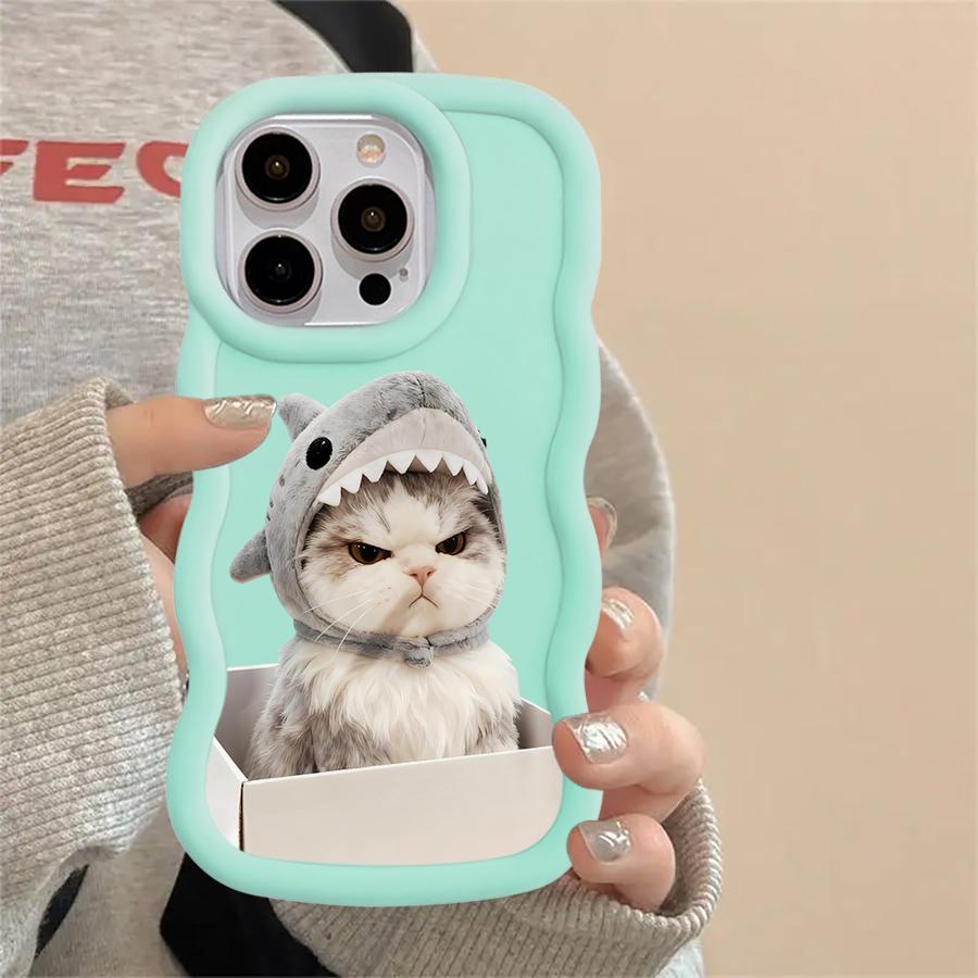 Angry Cat Bow Case for iPhone 15 Plus 12 16 Pro Max 8 11 XR 14 13 17 Air Soft Phone Cover