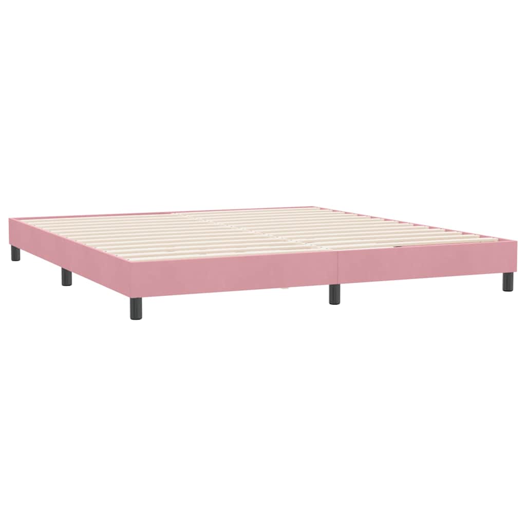 Łóżko Typu Box Spring Bez Materaca Różowe 180X210 Cm Aksamit