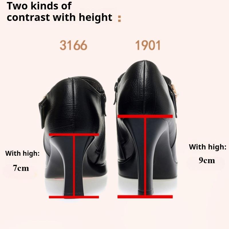 Deep-cut Single Shoes, Waterproof Platform Catwalk High-heeled Shoes for Women, Versatile Single Boots, Ladies' Leather Shoes, Thin Velvet Shoes