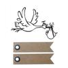 Wooden Stamp - YOUDOIT - Stork &; Baby - Multicolor - 20 Kraft Labels - Mixed