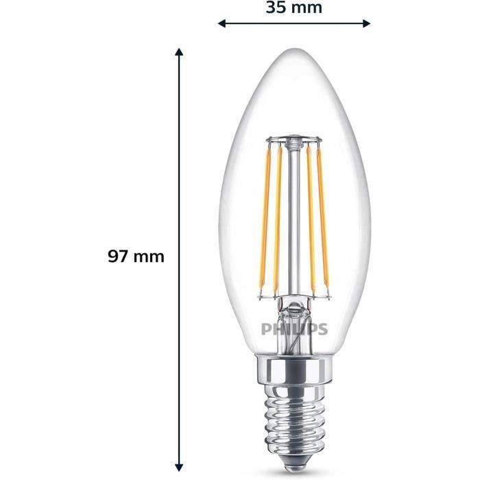 Ampoule LED - PHILIPS - E14 - Lot de 6 - 40W - Blanc Chaud - 15 000h