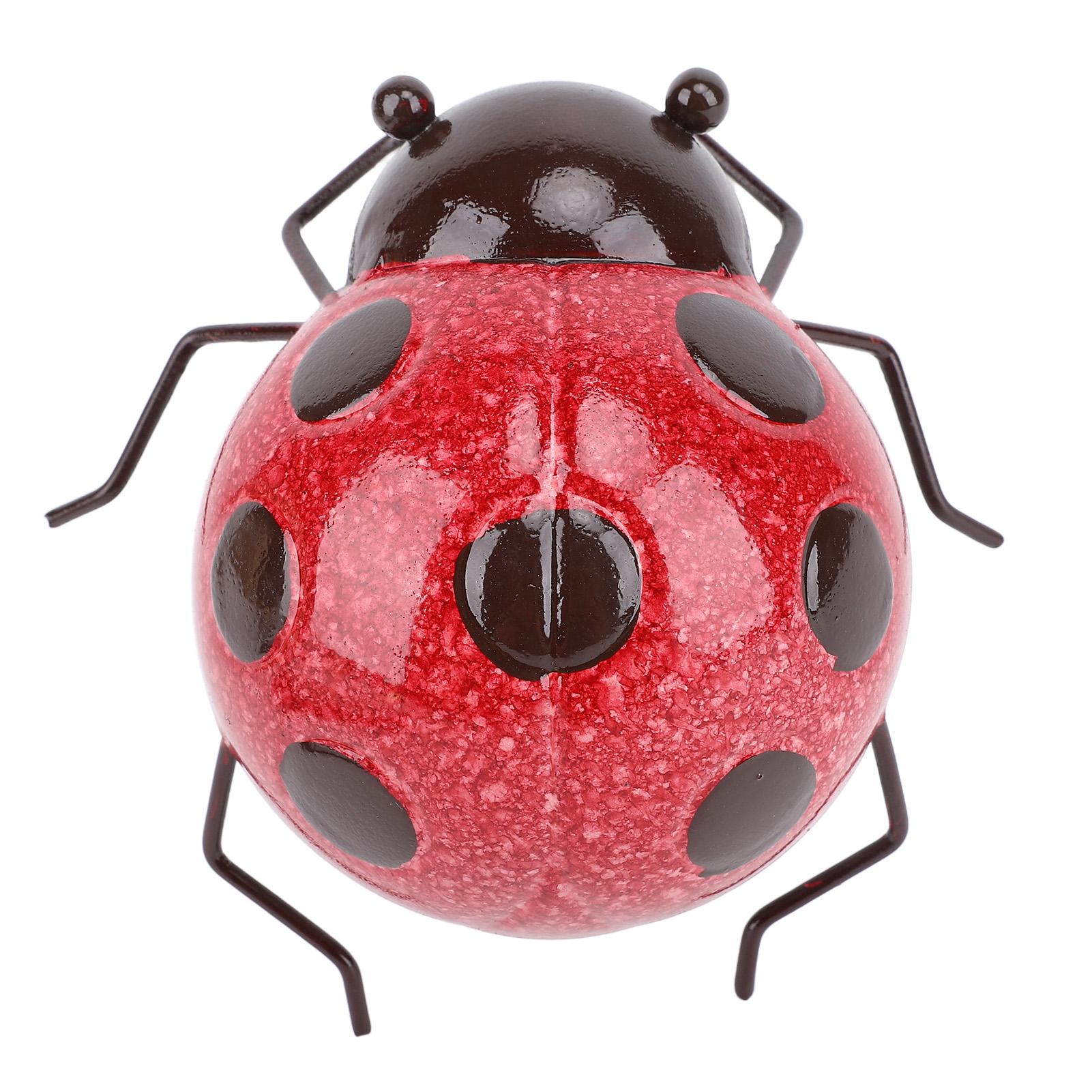 

Металлическая божья коровка Ручная работа Железная декоративная скульптура божьей коровки Настенное искусство для сада двора тротуаров красный