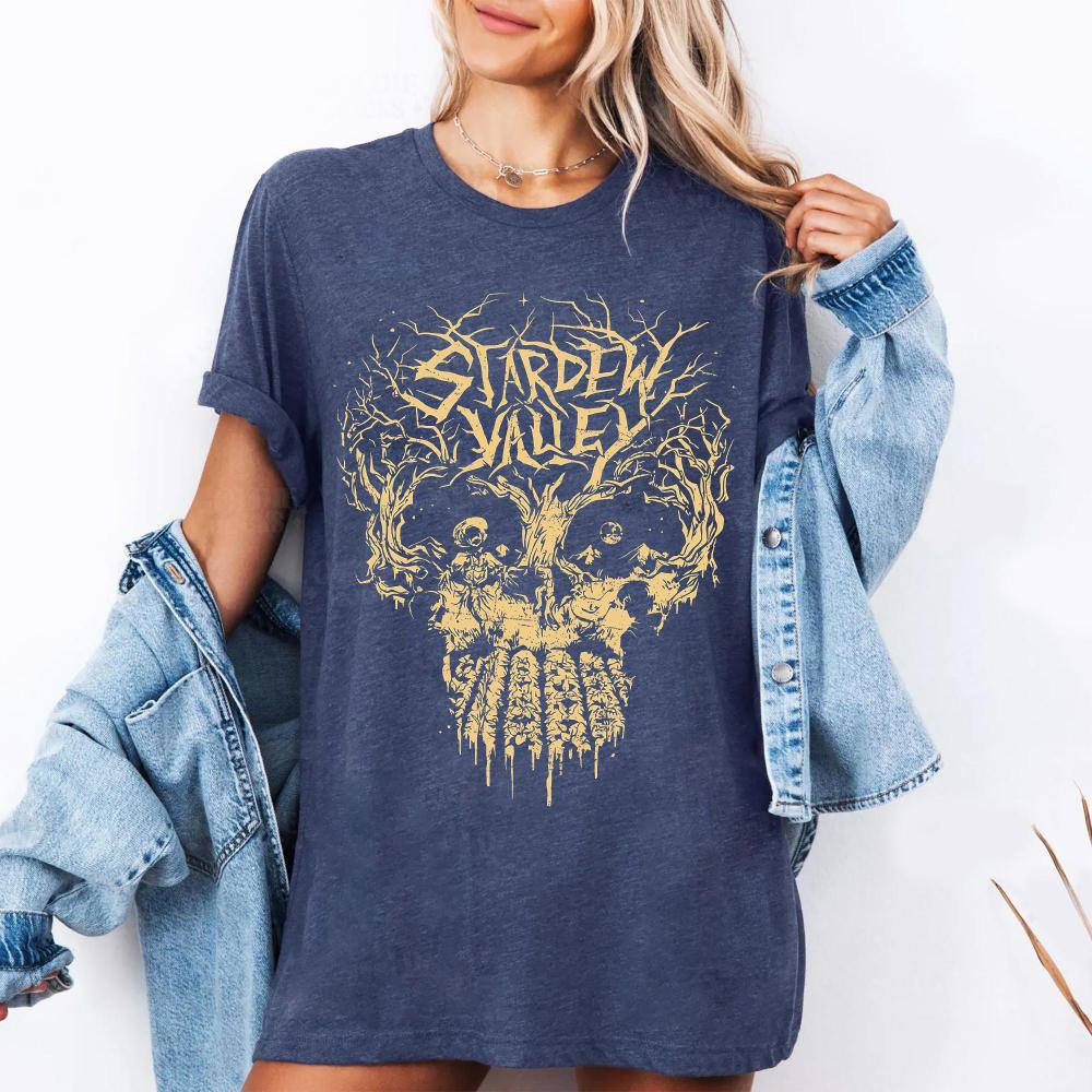 Stardew Valley T-Shirt Totenkopf Baum Grafik T-Shirt Gamer Kleidung Stardew Valley T-Shirt Totenkopf Baum Grafik T-Shirt Gamer Kleidung