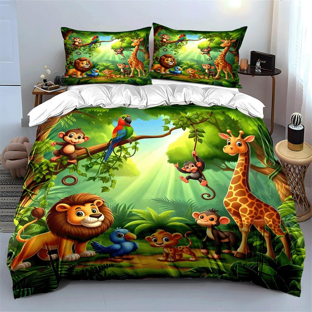 Jungle Animals Adventure Set: Fun Outdoors Exquisite Three-Piece Bedding Set Gift For Kids And Adults