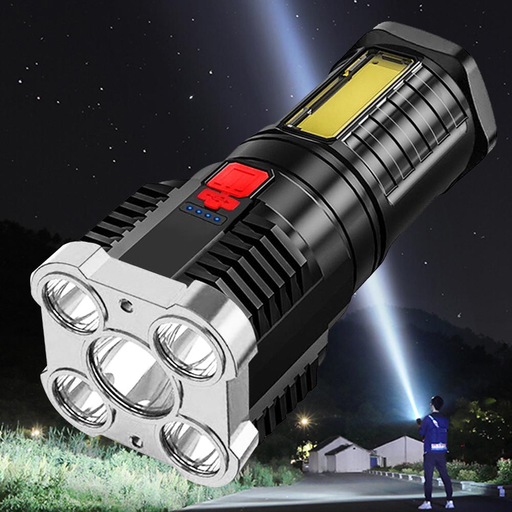 500LM Portable Flashlight USB Rechargeable Power Display Torch Emergency Lantern