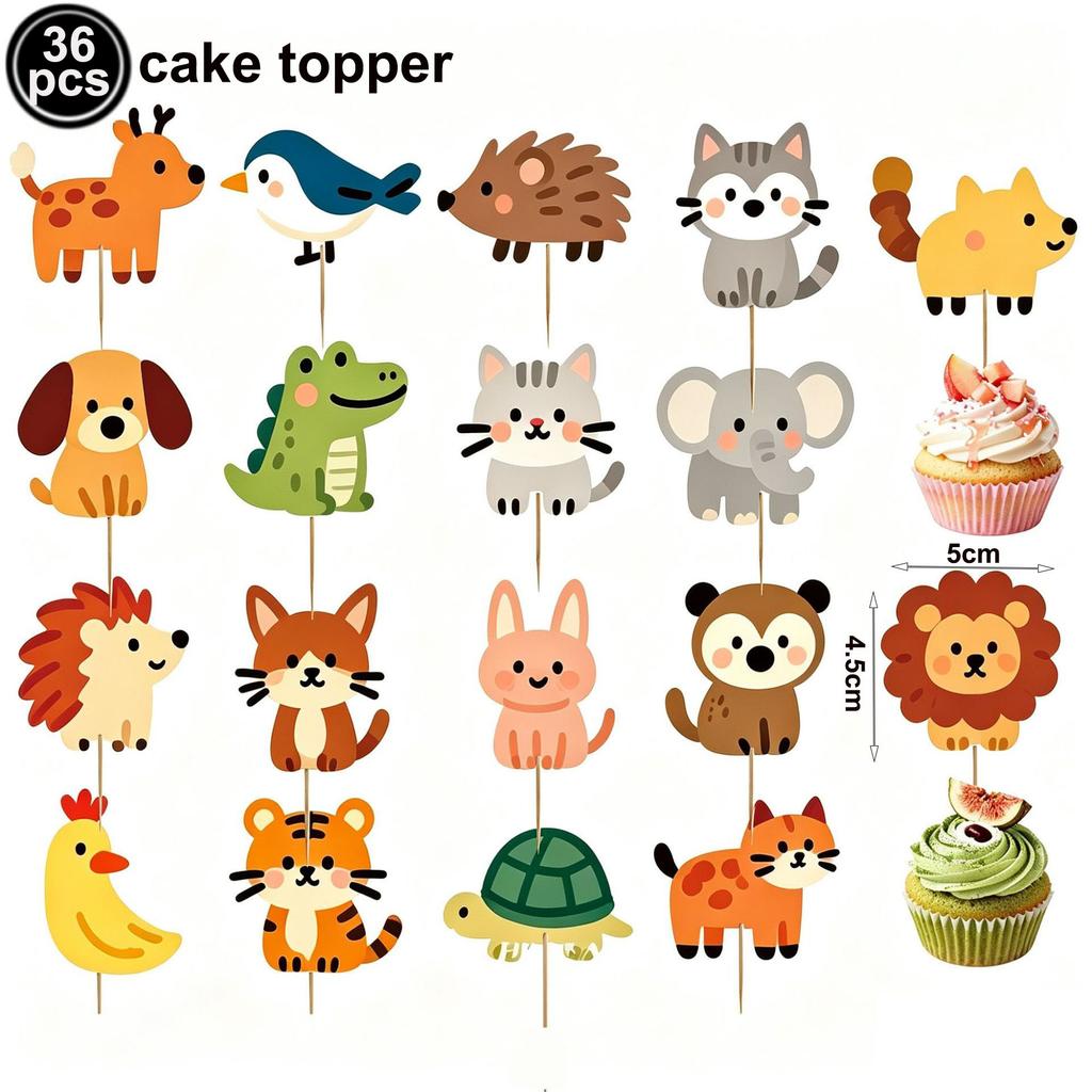 Jungle Safari Animal Kids Birthday Decorations Lions Tigers Giraffes Cake Topper Balloon Banner Party Baby Shower Supplies