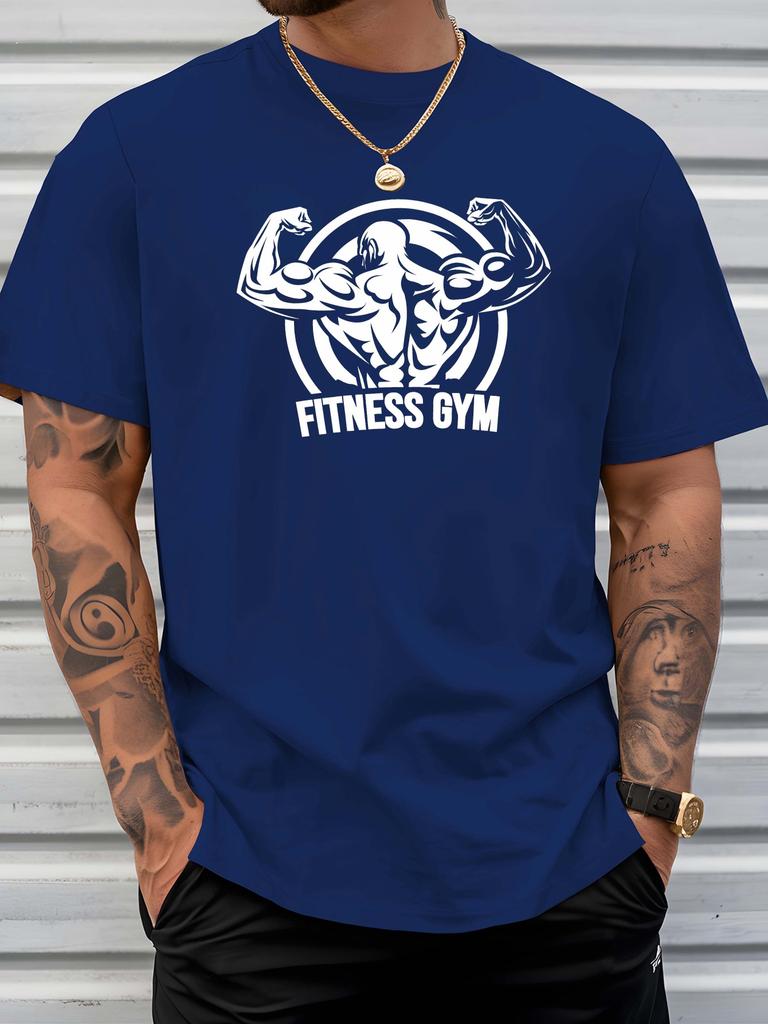 Bodybuilder Fitness Gym Print Unisexs T Shirt Muscular Workout Short Sleeve Crew Neck Cotton Tee Weightlifting Casual Daily Top
